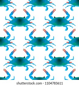 blue crab seamless pattern. Flat Gradient Sea Food Concept.