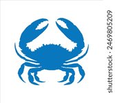 Blue crab silhouette isolated on white background. Crab icon vector illustration design.