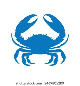 Blue crab silhouette isolated on white background. Crab icon vector illustration design.