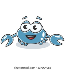 Blue crab vector character isolated on white background. Sea and ocean animals.