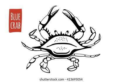 Blue Crab, Vector Illustration, Cartoon Style