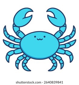 blue crab wild animal food meal flat color vector illustration template design