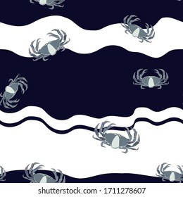 En los cangrejos azules en el vectorial del mar sin fisuras para textil, decoración, embalaje.

