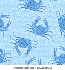 Blue crabs seamless mosaic tile pattern