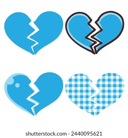 Blue Cracked Heart Icon Set