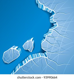 Blue Cracked Ice Background. Vector Illustration