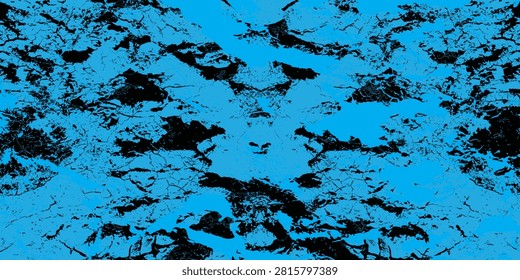 Blue cracked paint texture background with grunge distressed surface, peeling layers and high-contrast black and white pattern. Rough, weathered abstract texture ideal for design, collage, wallpaper and artistic projects.