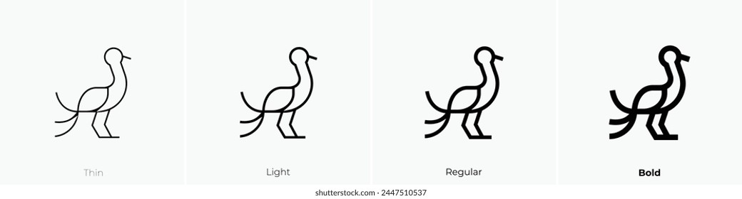 blue crane icon. Thin, Light Regular And Bold style design isolated on white background