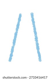 Blue crayon hand drawn punctuation mark sketch. Backslash character with chalk font style, creative symbol for icon element. Unique slash mark with artistic typography detail.