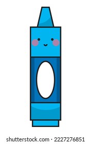 blue crayon school supply kawaii character