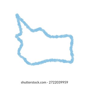 Blue crayon squiggle creates a talk bubble with a rounded contour. Chat textbox and speech comment design fits communication and message ideas. Suitable as creative graphic for various uses.