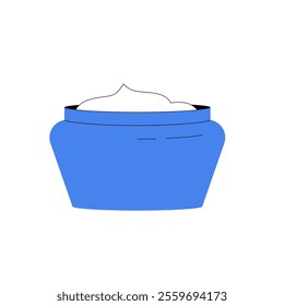 Blue Cream Jar In Flat Vector Illustration Symbolizing Skincare, Beauty, And Cosmetic Product, Isolated On White Background