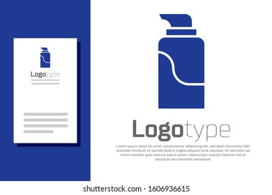 Blue Cream or lotion cosmetic tube icon isolated on white background. Body care products for men. Logo design template element. Vector Illustration