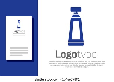 Blue Cream or lotion cosmetic tube icon isolated on white background. Body care products for men. Logo design template element. Vector Illustration