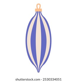 Blue and cream striped ornament hanging gracefully with a simple loop for holiday decoration