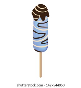 Blue creamy popsicle icon. Cartoon of blue creamy popsicle vector icon for web design isolated on white background