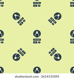 Blue Create account screen icon isolated seamless pattern on yellow background.  Vector Illustration