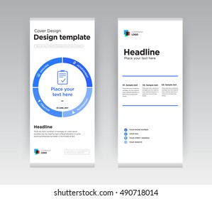 Blue Creative Abstract circle Shapes report Business or social Roll Up Banner Stand brochure flyer flat Graphic design template with new trend concept. Cover presentation. Corporate. Layout. EPS