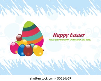 blue creative artwork background with colorful egg