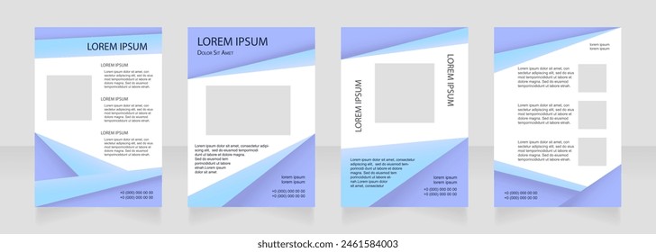 Diseño de diseño de folleto blanco creativo azul. Información de Industrial. Conjunto de Plantillas de póster de Vertical con espacio de copia vacío para texto. Colección de informes corporativos prefabricados. Páginas de papel de folleto editables