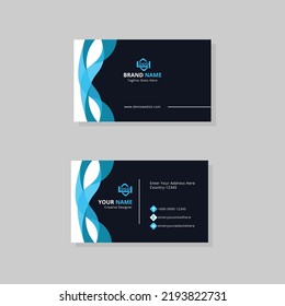 Blue creative business card and name card, simple clean template vector design, layout in rectangle size