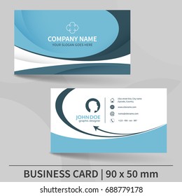 Blue creative business card template. Editable vector design.