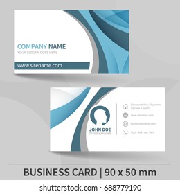 Blue creative business card template. Editable vector design.