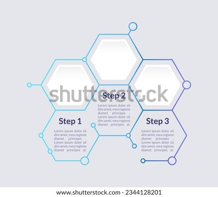 Blue creative infographic chart design template. Info for hospital. Abstract vector infochart with blank copy spaces. Instructional graphics with 3 step sequence. Visual data presentation