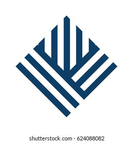 Blue creative stripped and crossed solid square logo, simple and professional geometric logo template