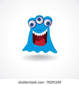 Blue Creature Monster Three Eyes Illustration Stock Vector (Royalty ...