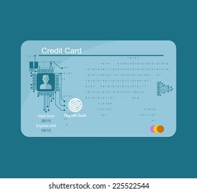 Blue credit card. Banking concept.