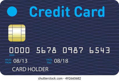 Blue credit card with blue guilloche