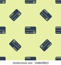 Blue Credit card icon isolated seamless pattern on white background. Online payment. Cash withdrawal. Financial operations. Shopping sign.  Vector Illustration