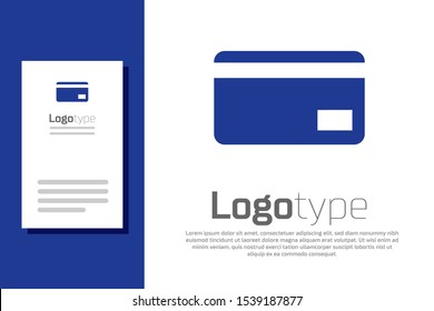 Blue Credit card icon isolated on white background. Online payment. Cash withdrawal. Financial operations. Shopping sign. Logo design template element. Vector Illustration