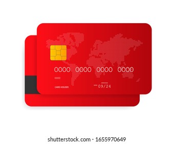 Blue credit card isolated on a white background. Vector illustration.
