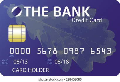 Blue credit card with blue oak tree leaf