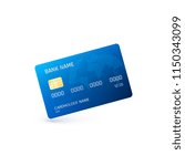 Blue Credit Card.  Template of credit card. Vector illustration isolated on white background