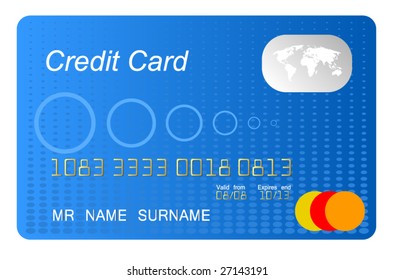 vector de tarjeta de crédito azul, altamente detallado, vector