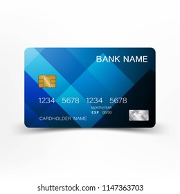 Blue credit card vector Illustration EPS10. On white background.