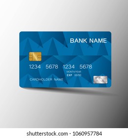 Blue credit cards. With inspiration from the abstract. On gray background.Glossy plastic style. Vector illustration design EPS10