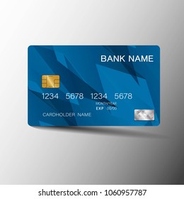 Blue credit cards. With inspiration from the abstract. On gray background.Glossy plastic style. Vector illustration design EPS10