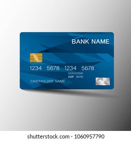 Blue credit cards. With inspiration from the abstract. On gray background.Glossy plastic style. Vector illustration design EPS10