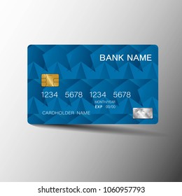 Blue credit cards. With inspiration from the abstract. On gray background.Glossy plastic style. Vector illustration design EPS10