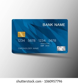 Blue credit cards. With inspiration from the abstract. On gray background.Glossy plastic style. Vector illustration design EPS10