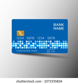 Blue credit cards. With inspiration from the abstract. On gray background.Glossy plastic style. Vector illustration design EPS10