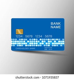 Blue credit cards. With inspiration from the abstract. On gray background.Glossy plastic style. Vector illustration design EPS10