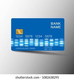 Blue credit cards. With inspiration from the abstract. On gray background.Glossy plastic style. Vector illustration design EPS10