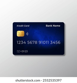 blue Credit debit card mockup in flat style decoration.for online payment finance,shopping and cash wildraw concept.vector illustration