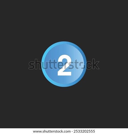 A blue cricle push button with number 9, isolated on white background