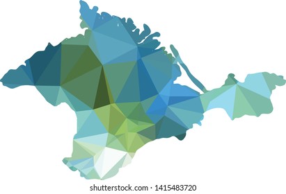 Blue Crimea Map in Low Poly Style on isolated white background. Crimean  area in Polygonal diamond style for your design